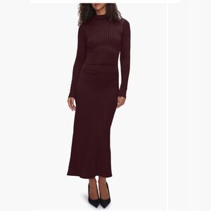 Good Anerican Shine Rib Long Sleeve Midi Sheath Dress
